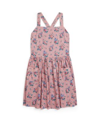 Girls' 7-16 Striped Square Neck Seersucker Dress