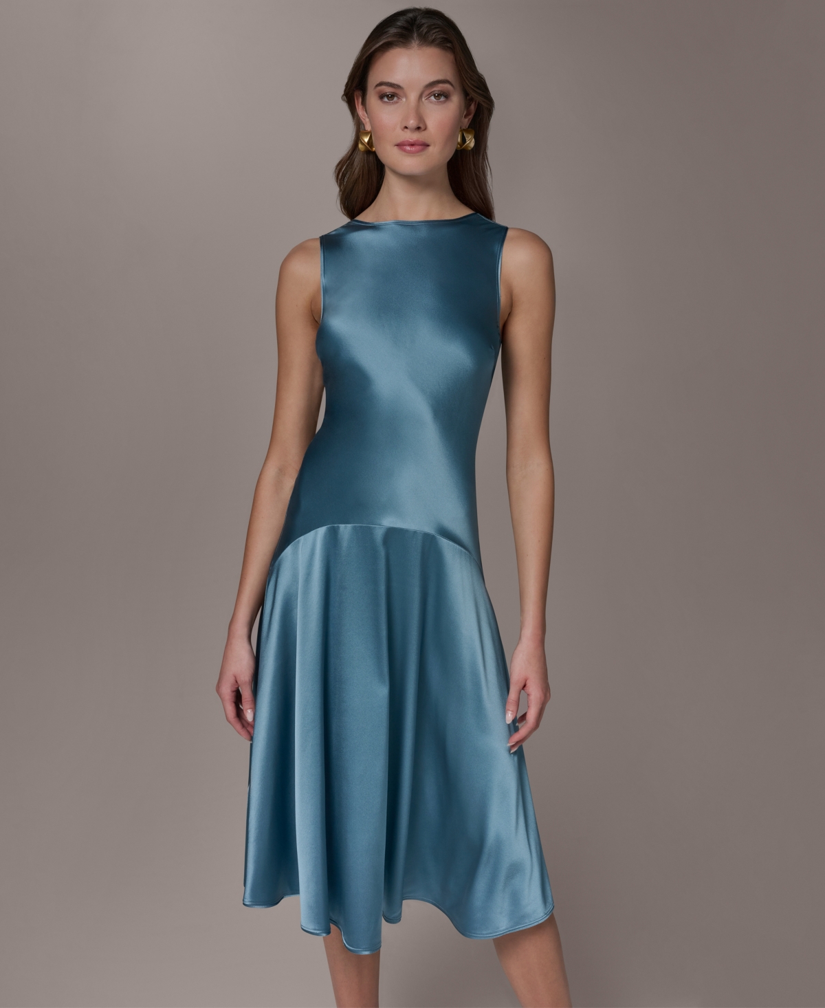 Donna Karan New York Women's Sleeveless Boat Neck Midi Dress