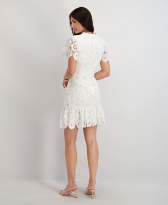 Women's Crochet V-Neck Lace Dress