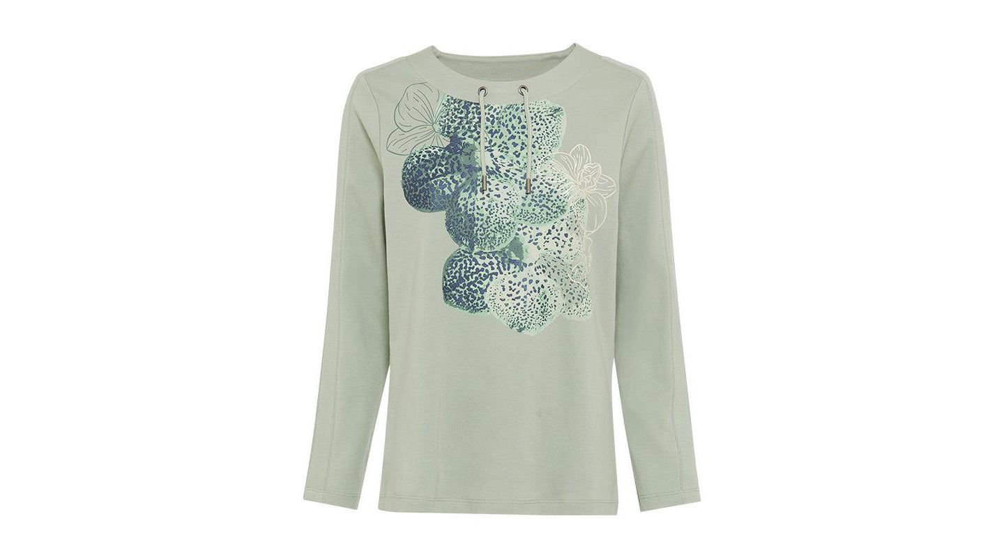Женский топ Olsen Placement Print Jersey Top, цвет: Зелёный — фото 2