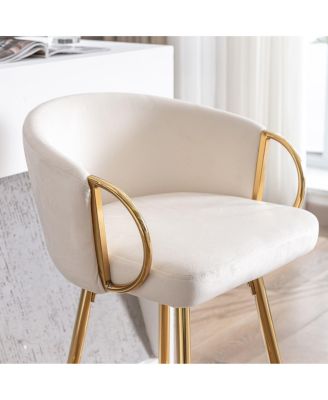 26 Inch Bar Stools Set of 2, with Golden Chrome Footrest and Base Velvet Counter Height Bar Stools Kitchen Island Counter Stool