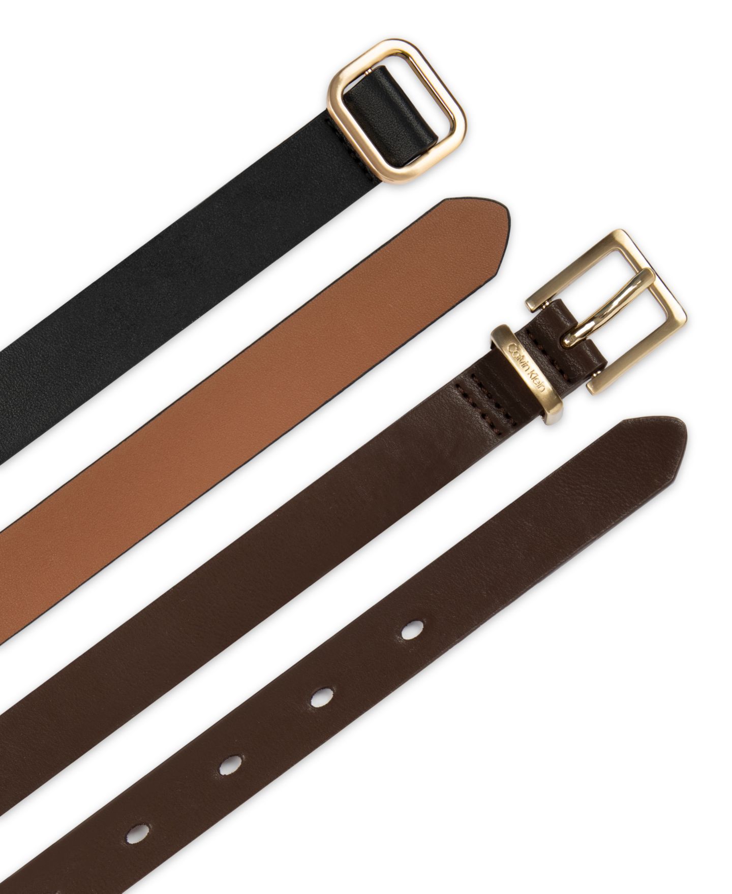 Женские ремни Calvin Klein 2-Pc. Skinny Belt Set, цвет: Чёрный / Коричневый — фото 14