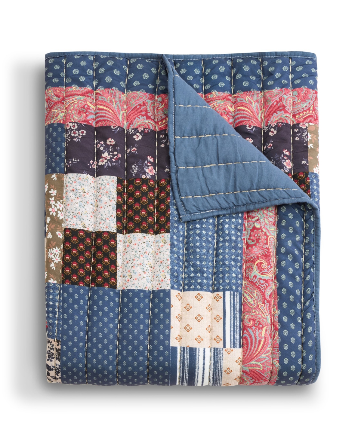 Greenland Home Fashions Shiloh Patchwork Floral Print Cotton Blend Throw, 50" x 60"
