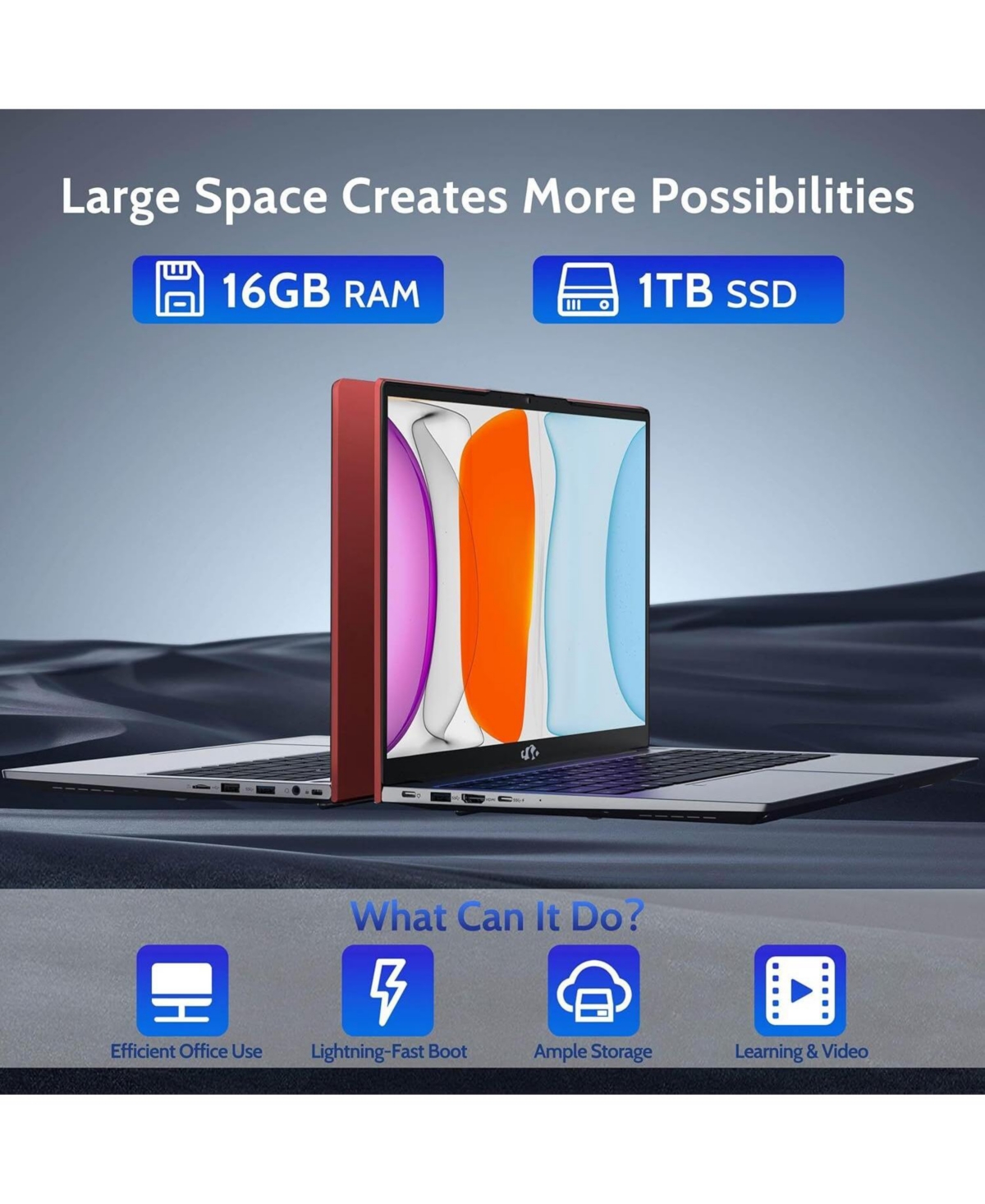 Nimo 15.6" Laptop Intel Pentium Processor N100 16GB Ram 512GB Ssd 3.4GHz Backlit Keyboard- Fingerprint WiFi 6 Win 11