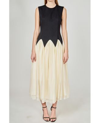 Women's Contrast color midi dress