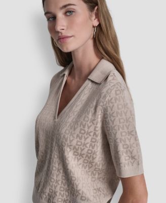 Petite Polo Collar Logo Sweater