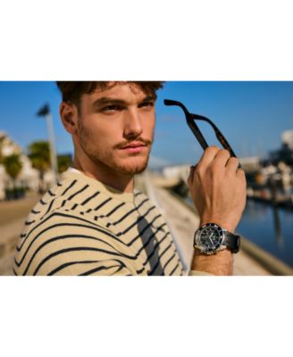 Men's Endeavor Chronograph Black Strap Watch, 43mm