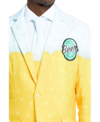 Men's Beer Suit - With Bottle Opener Tie Slim Fit - Yellow
