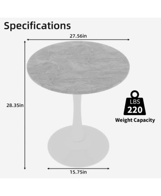 White Mid-Century Modern Marble Coffee/Dining Table (2-4 People)