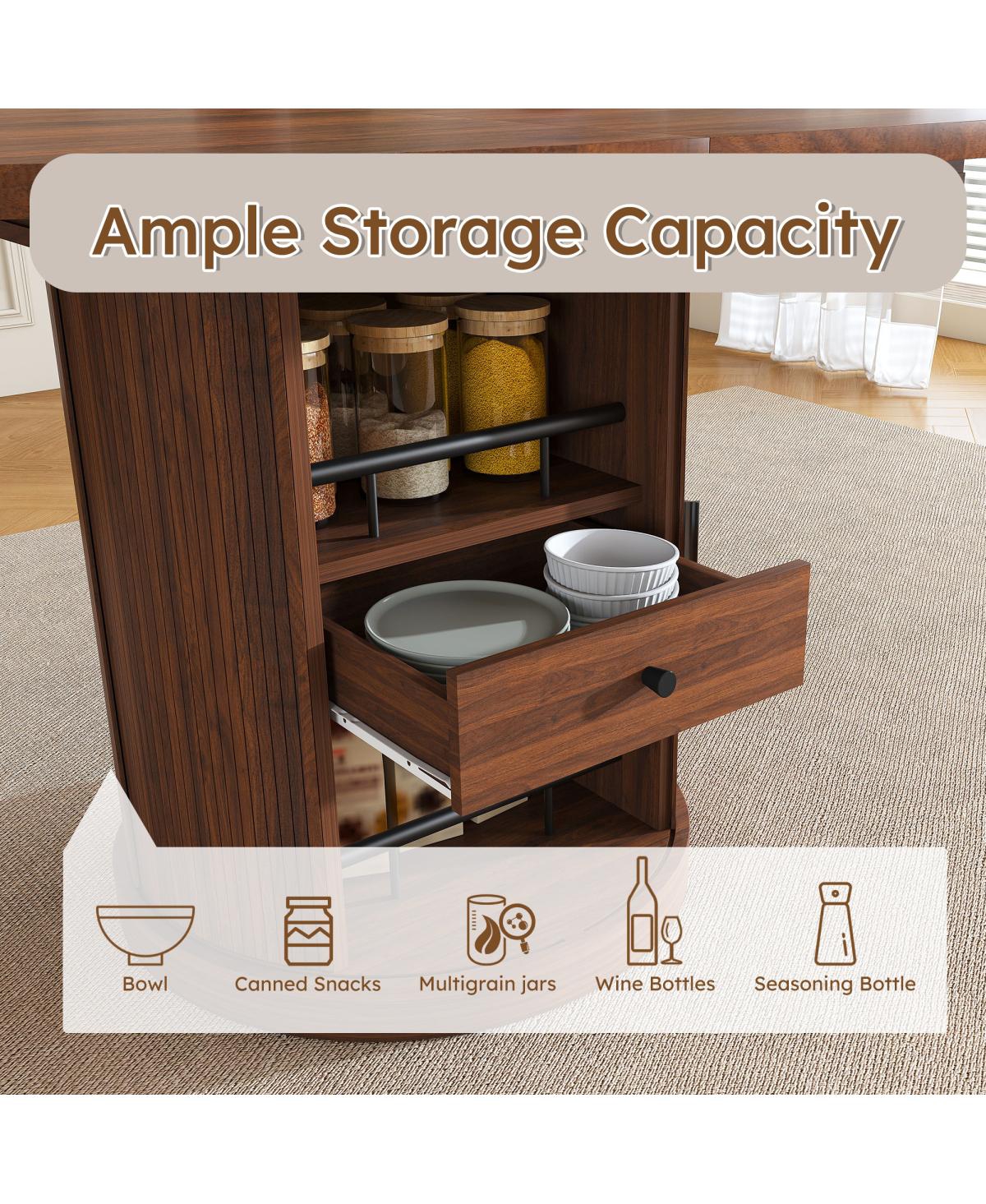 Streamdale Furniture 59" Extendable Oval Dining Table with 2-Tier Storage