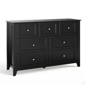 7 Drawer Dresser, Modern Wood Chest with Gold Handles and Large Storage for Bedroom or Hallway