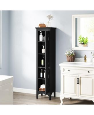 Tall Bathroom Storage Cabinet, Shutter Doors, Adjustable Shelf, Freestanding