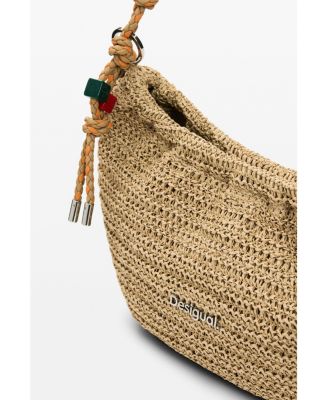 Women's Medium oval raffia bag with charms