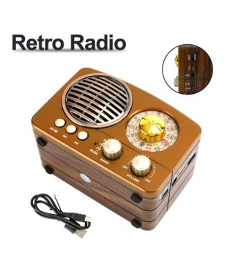 Portable Vintage Radio, FM/AM/SW Receiver with Bluetooth & USB/TF Playback for Home Decor