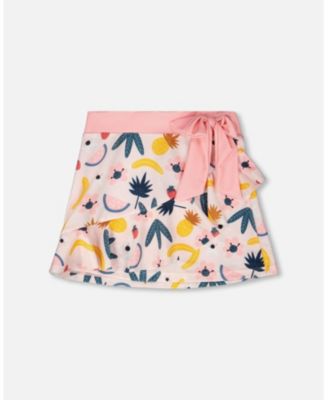 Girls Beach Skirt Cover-Up Pink Printed Fruits