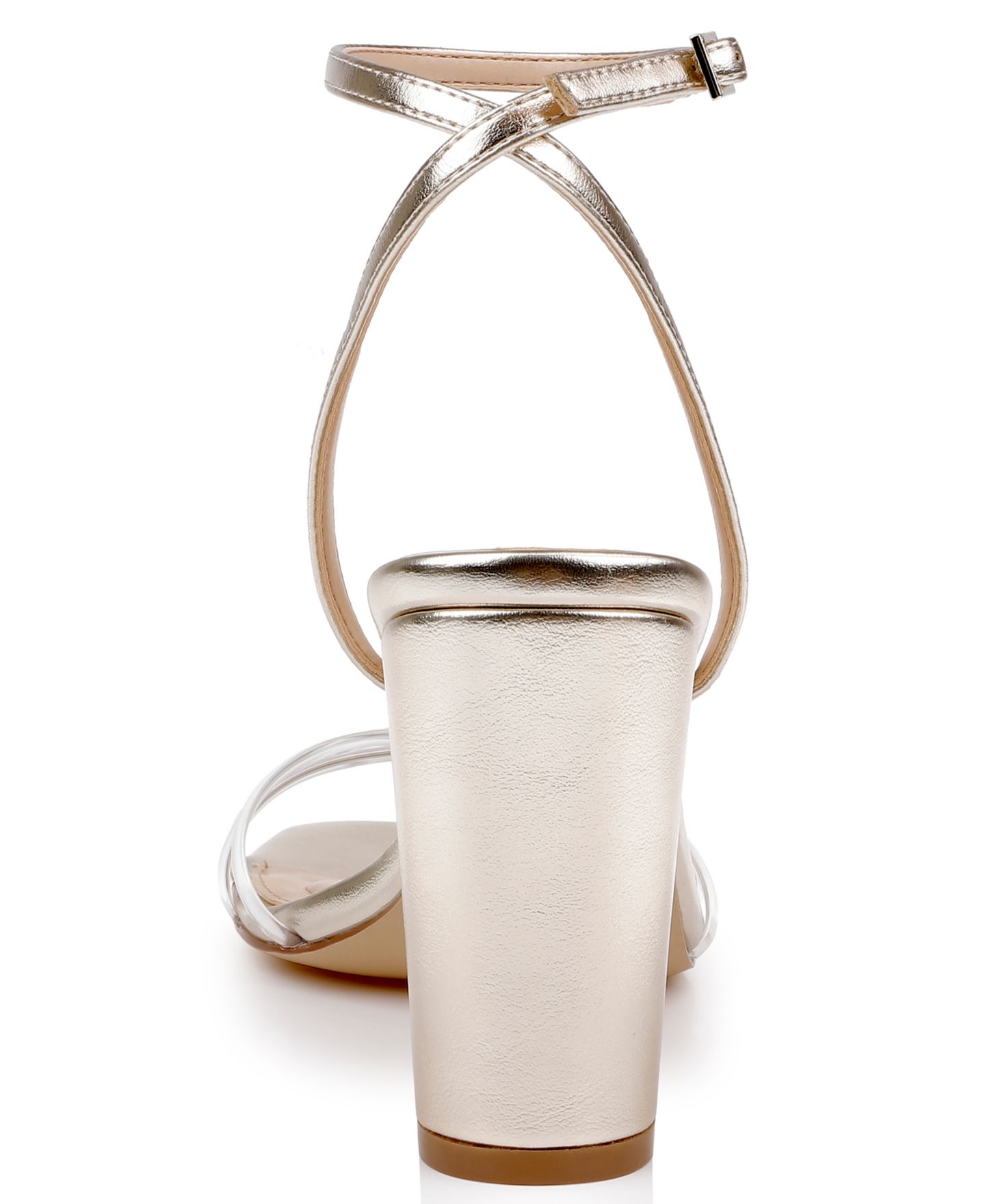 Женские сандалии Jewel Badgley Mischka Phyliss Square Toe Dress Sandals, цвет: Прозрачный / Золотой — фото 3