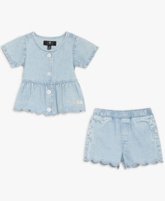 Baby Girls' Crewneck Short-Sleeve Top and Elastic Waistband Shorts, 2-Piece Set
