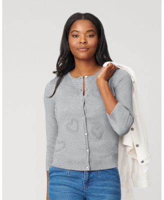 Women's Textured Heart Knit Cardigan