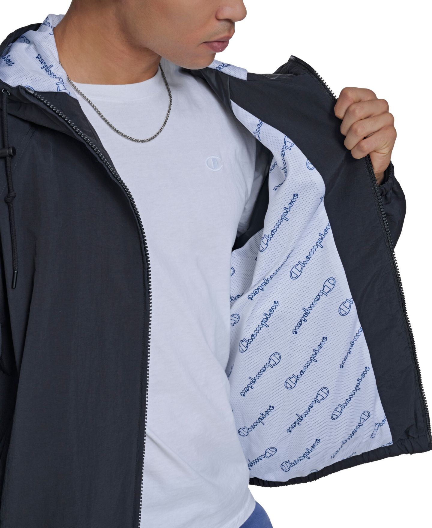 Мужская куртка Champion Packable Windbreaker, цвет: Чёрный — фото 5