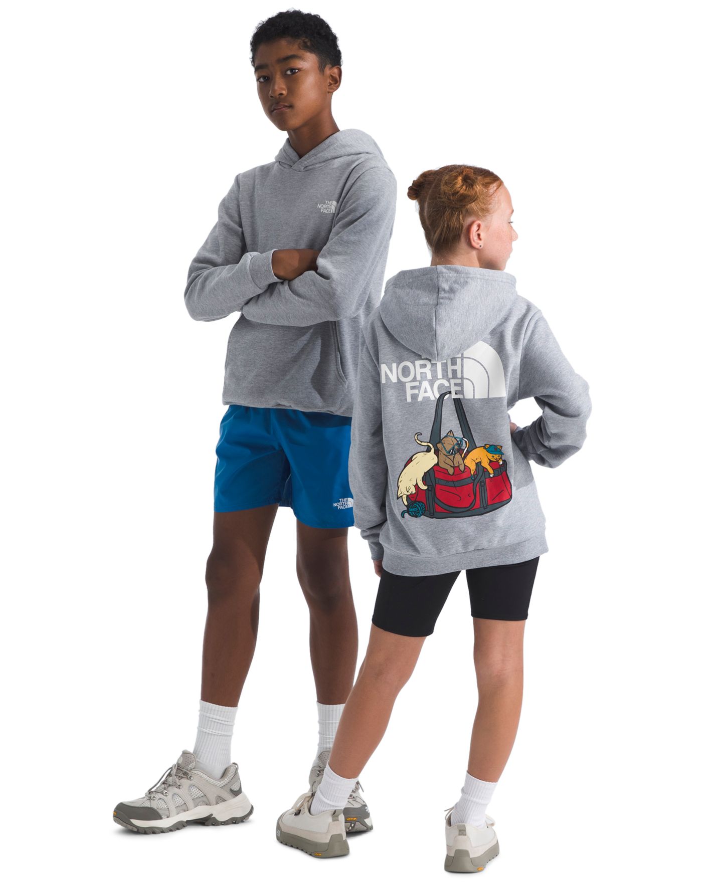 Детское худи The North Face Ember Fade Regular для подростков, цвет: Бледный серый меланжевый — фото 1