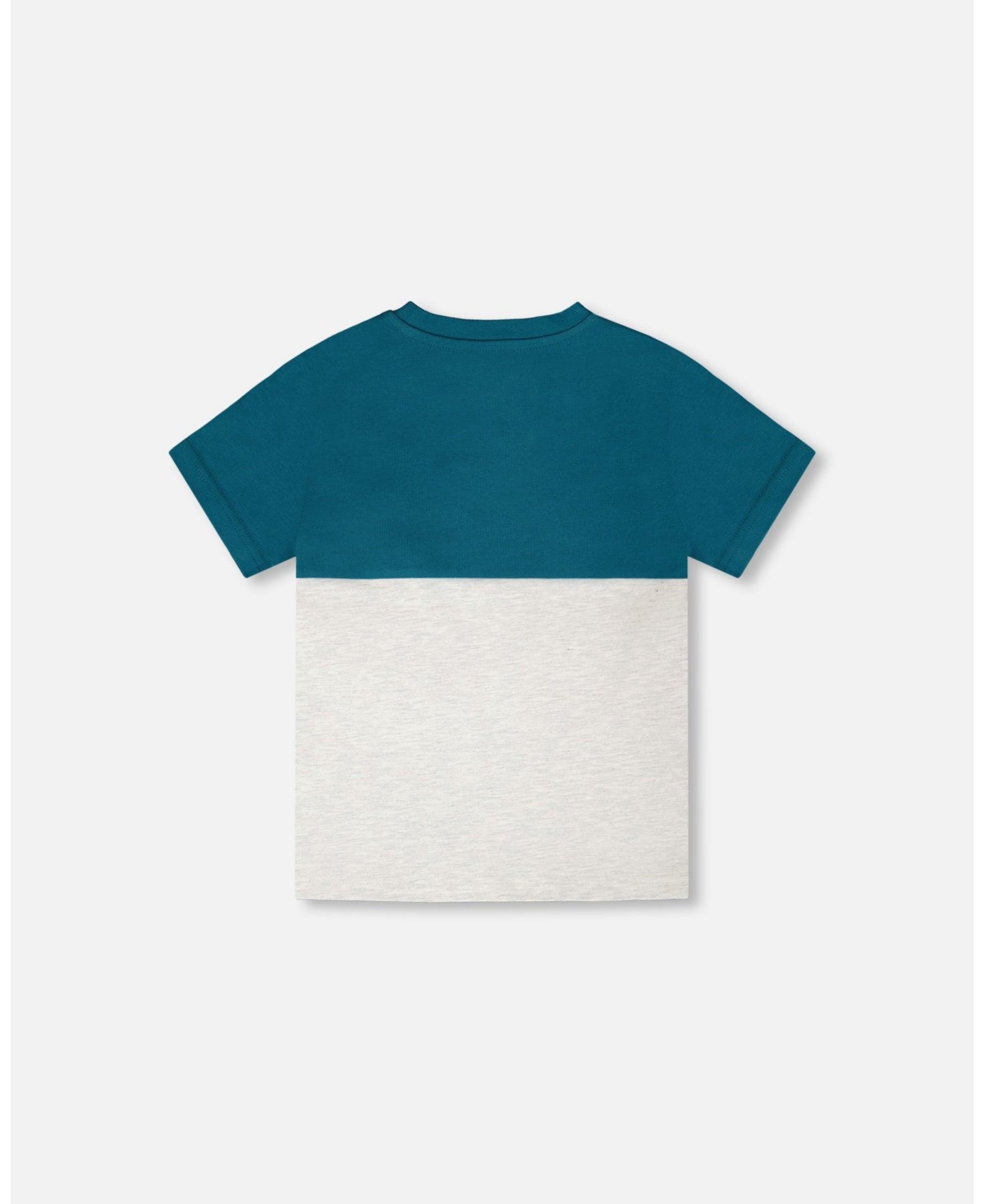 Deux par Toddler Boys Cotton Jersey T-Shirt with Chest Pocket Heather