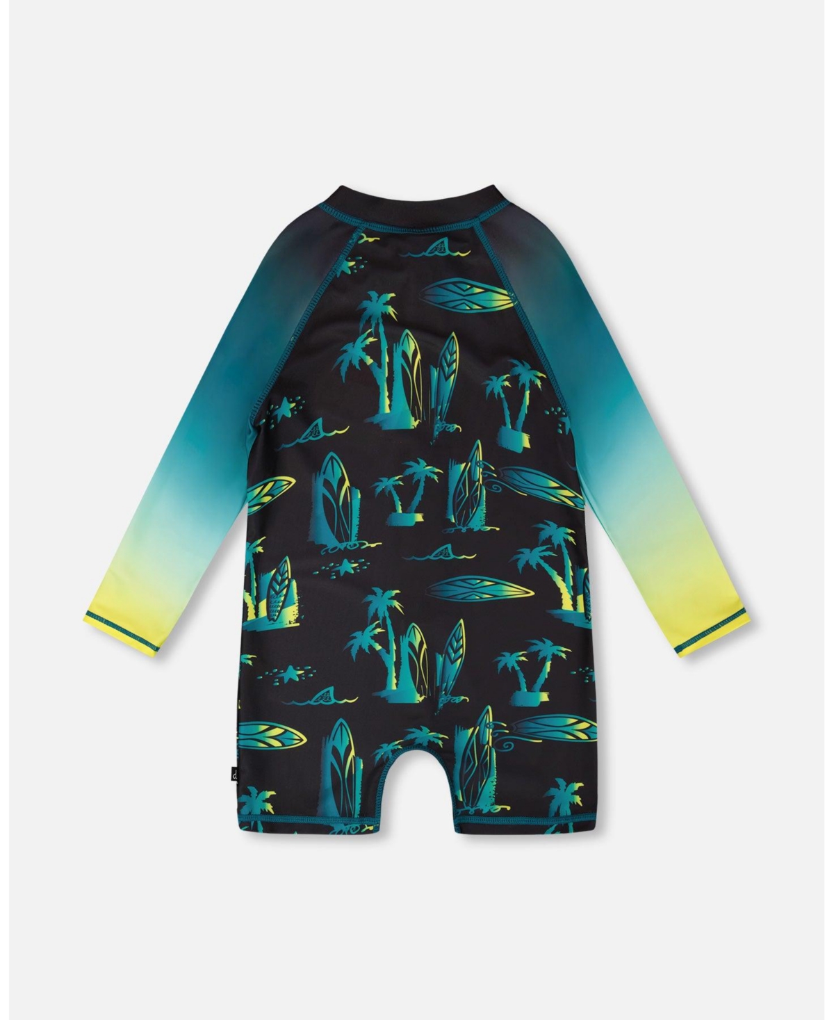 Deux par Boys One-Piece Long Sleeve Rashguard Black Surf Print