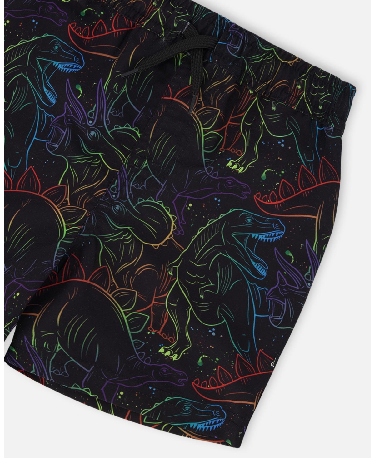 Deux par Boys Swim Trunks Black Dinosaur Print