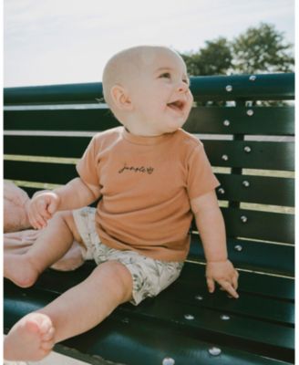 Baby Boys Cotton Rib Jersey T-Shirt and Cotton Jersey Short Set Caramel and Zebra Print