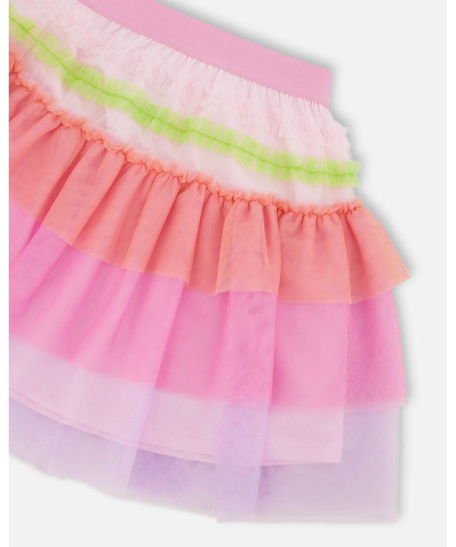 Big Girls Mesh Skirt with Multicolor Frills