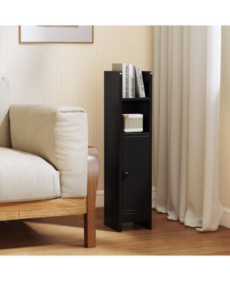 Space-Saving Corner Bathroom Slim Cabinet with Door and Adjustable Shelf