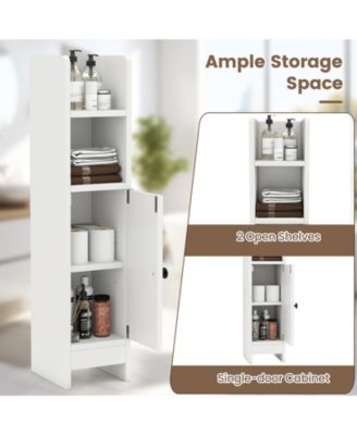 Space-Saving Corner Bathroom Slim Cabinet with Door and Adjustable Shelf