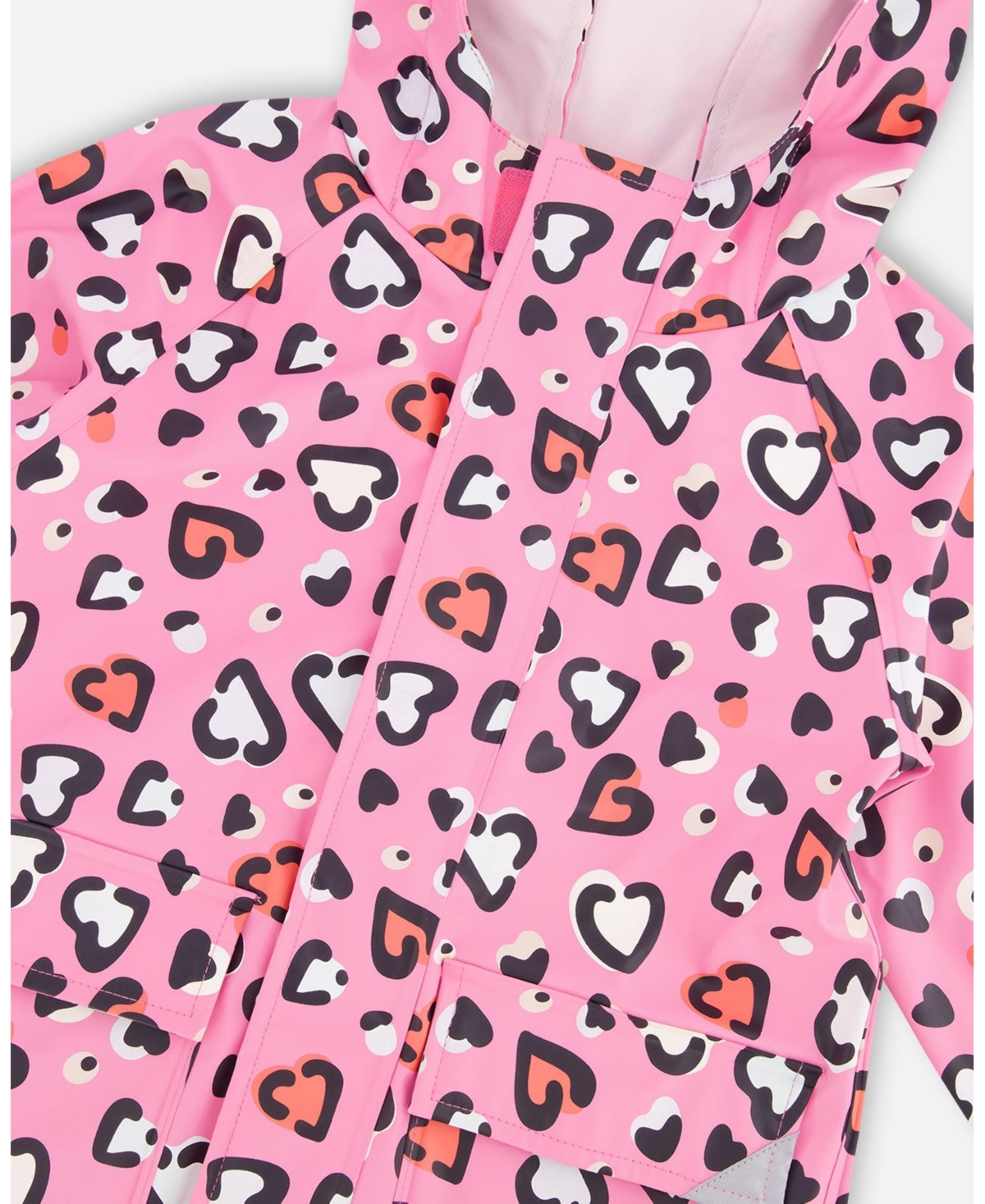 Deux par Toddler Girls Rain Jacket Polyurethane Pink Heart Print