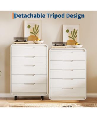 5 Drawers Dresser for Bedroom, 48" Tall Modern Wooden Clothes Dresser with Large Wood Storage, Chest of Drawers for Living Room, Hallway