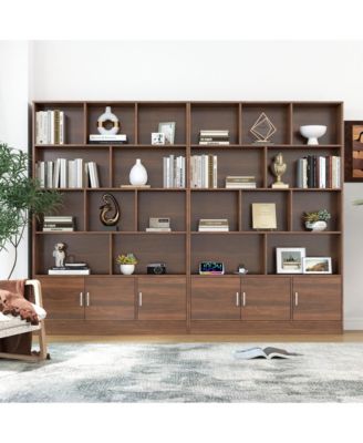 70.87" Tall Bookshelf with 10 Cubes and 3 Doors, 4-Tier Bookshelf, Open Shelf Bookcase with Cabinet, Modern Cube Storage Organizer