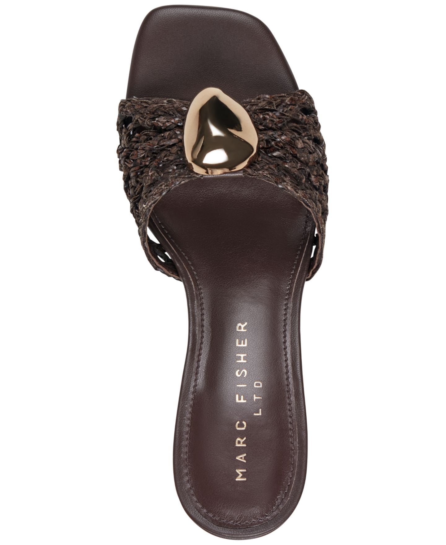Женские сандалии Marc Fisher LTD Farrel Ornamented Woven Slip-On Block Heel, цвет: Тёмный коричневый — фото 4