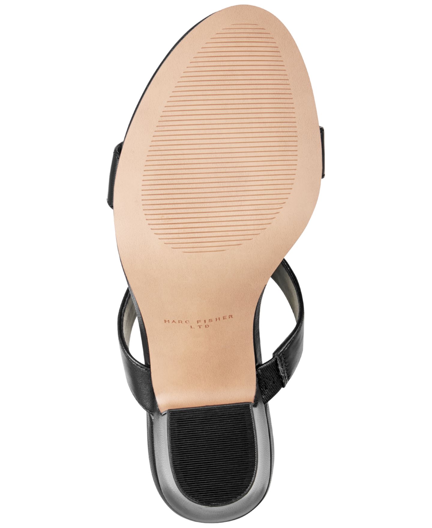 Женские сандалии Marc Fisher LTD Jessey Leather Slip-On Block Heel Dress Sandals, цвет: Чёрный кожаный — фото 5