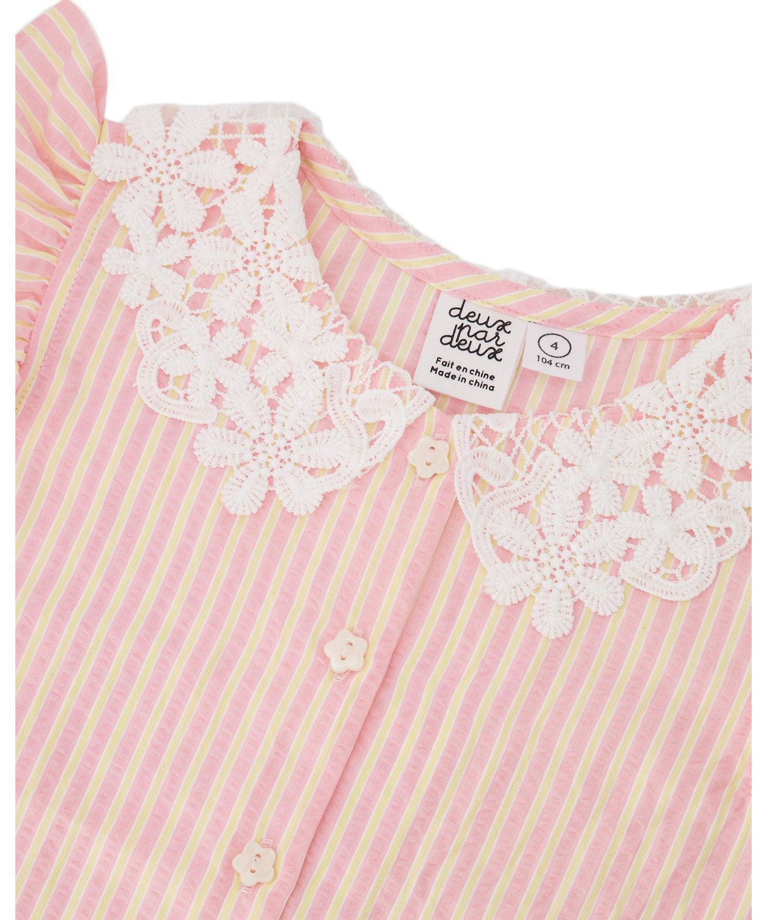 Little Girls Little/Big Stripes with Crochet Collar Sleeveless Shirt