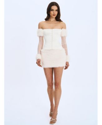 Women's Nola Off-Shoulder Fur Trimmed Top