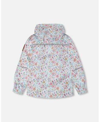Big Girls Mid-Season Jacket Mini Flower Print