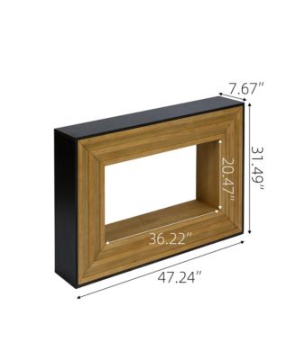 Modern Contrast Entryway Table Console Table with Layered Wood Frame and Black Top