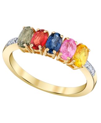 Multi-Sapphire (1-7/8 ct. t.w.) and Diamond Accent Ring in 14k Yellow Gold