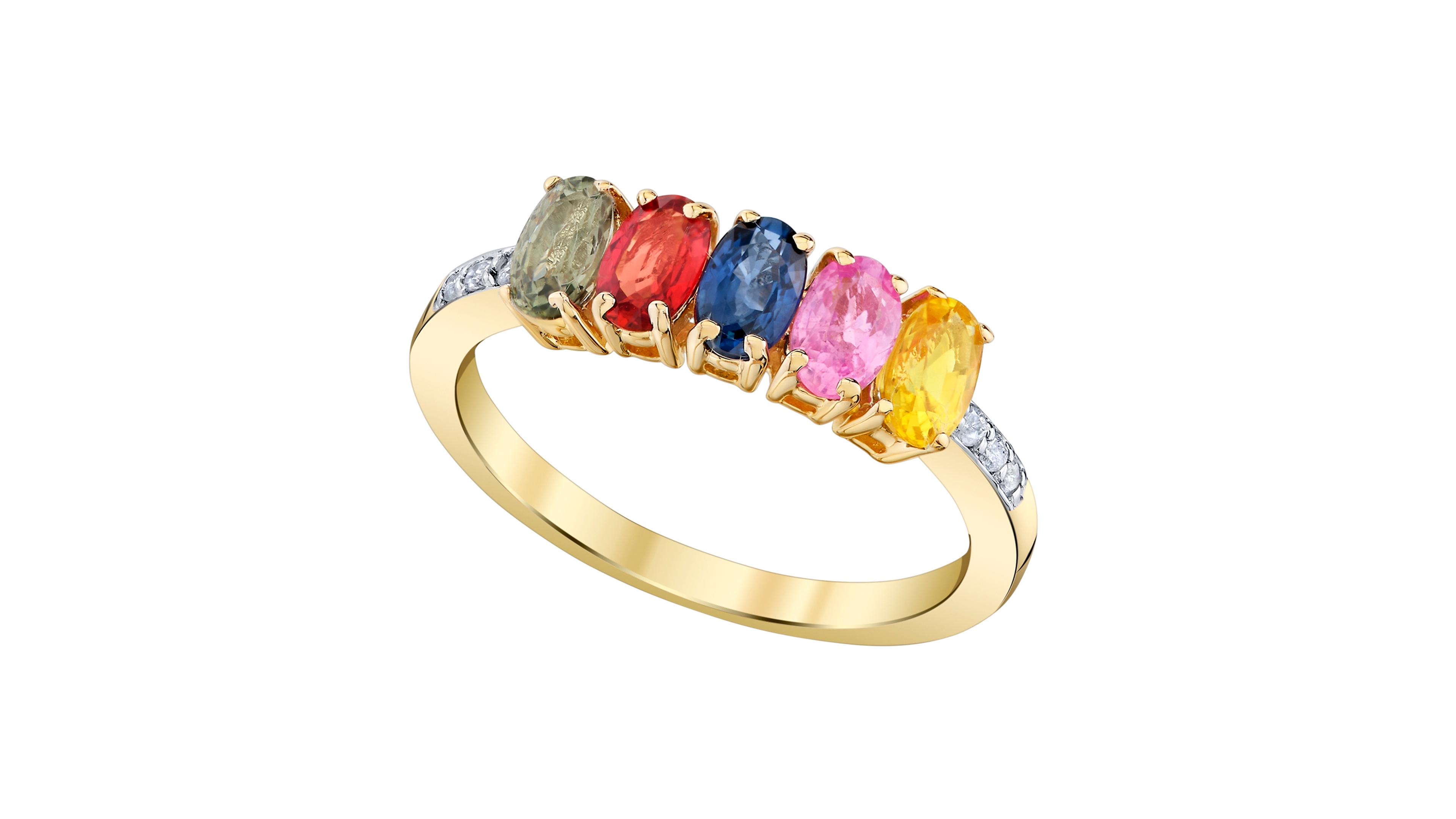 Macy's Multi-Sapphire (1-7/8 ct. t.w.) and Diamond Accent Ring in 14k Yellow Gold
