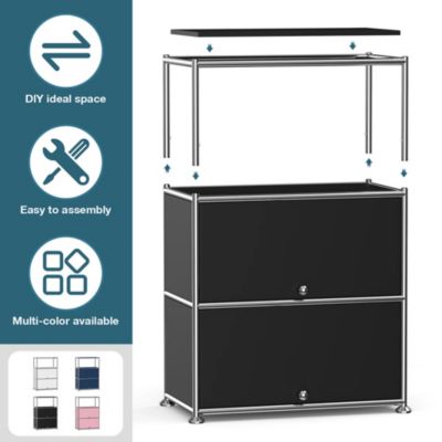 3-Tier Storage Cabinet Metal Shelving Unit – Multi-Functional Kitchen Organizer