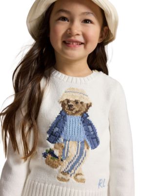 Girls' 2T-6X Polo Bear Crewneck Sweater