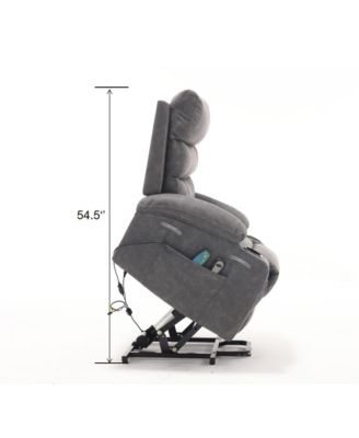 Recliner Chair Electric Power Lift Recliner Chair with Massage and Heat for Elderly, with Side Pockets, Hidden Cup Holder