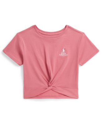 Girls' 7-16 Logo Knot-Front Crewneck Boxy T-Shirt