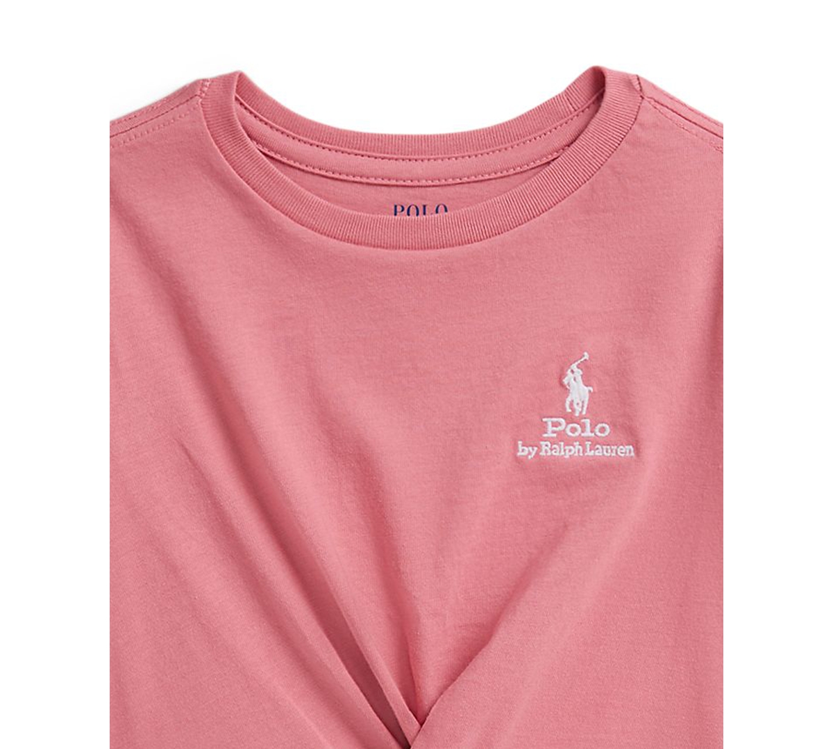 Polo Ralph Lauren Girls' 2-6X Logo Knot-Front Crewneck Boxy T-Shirt