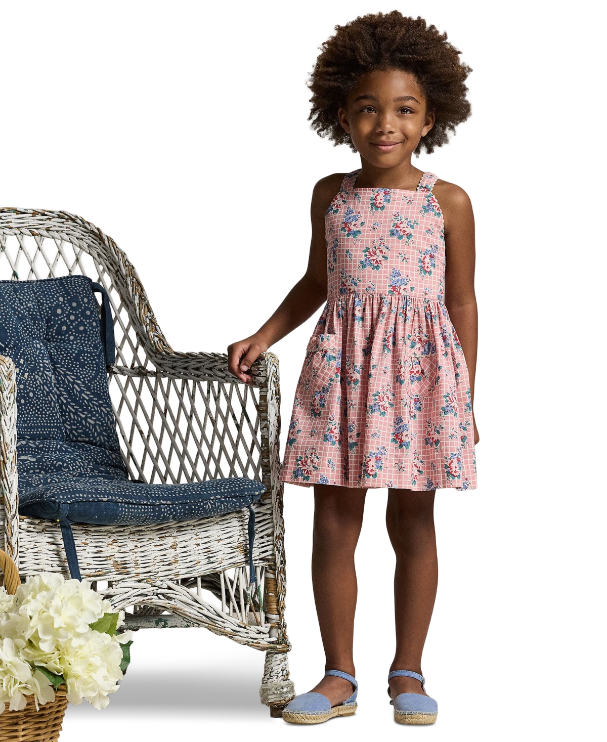 Polo Ralph Lauren Girls' 2-6X Floral-Print Slub Square Neck Dress