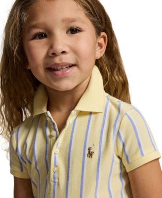 Girls' 2-6X Striped Oxford Mesh Polo Collar Dress