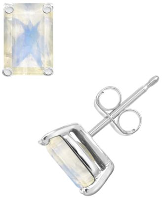 Macy's - Moonstone (1-1/3 ct. t.w.) Stud Earrings in 14k White Gold (Also Available in White Topaz)